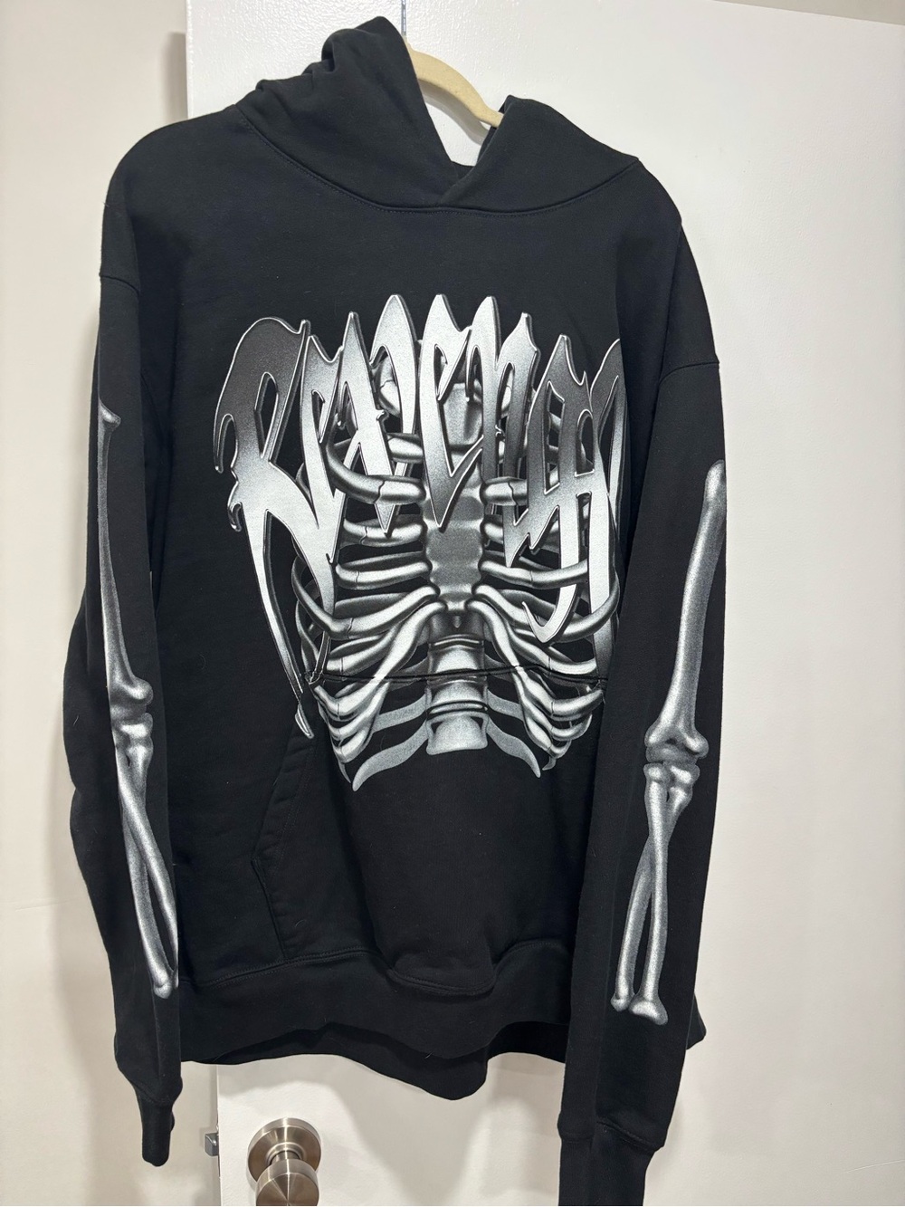 Revenge Black Skeleton Graphic Heavyweight Hoodie - Men